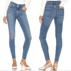 Agolde Organic High Rise Distressed Frayed Raw Hem Skinny Jeans NEW WITH TAGS